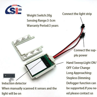 DC12V Smart Hand Led Light Um/Três Cores Espelho Manual Scanning Dimming Control Switch Sensor Não-Touch