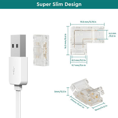 DIY Iluminação do lar Plástico 8mm 2 Pin SMD Cob Led Strip Connector para Design Moderno