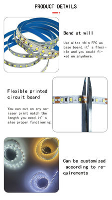 DC24V 12V SMD2835 Electroplate PCB 120Ds 8mm Ra 80 12000K LED Light Strip para residência