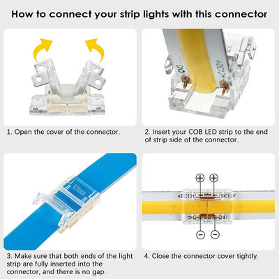 Medição ilimitada da densidade de LED COB Conectores de LED de tira para fio para conexão de 5 8 10 mm