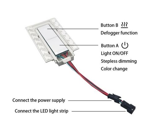 Dual Key Dimmer Defogger Touch Switch Sensor para espelho de banheiro iluminado 12v 5A 60W Três cores LED Smart