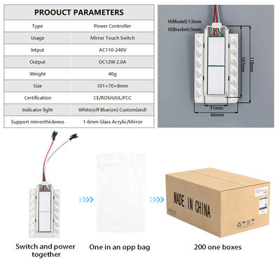 Desfocador de LED de cor única de 36 W com interruptor de dimmação com toque de tecla dupla inteligente DC12V / 5A