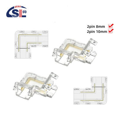 5mm 8mm 10mm LED Strip Connector Forma L Dual End Single End Transparente Reutilizável IP20