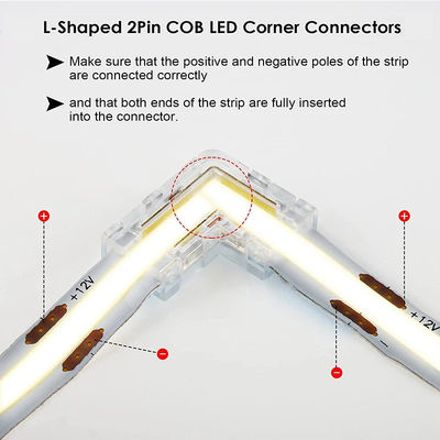 5mm 8mm 10mm LED Strip Connector Forma L Dual End Single End Transparente Reutilizável IP20