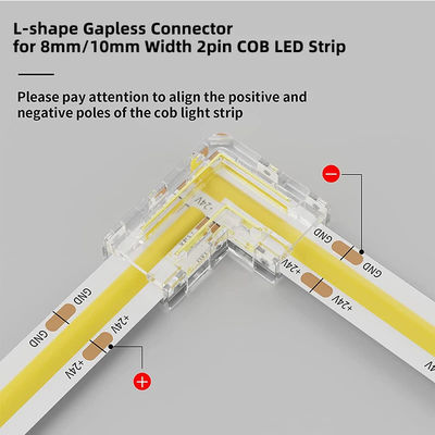 5mm 8mm 10mm LED Strip Connector Forma L Dual End Single End Transparente Reutilizável IP20