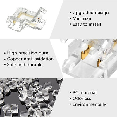 5mm 8mm 10mm LED Strip Connector Forma L Dual End Single End Transparente Reutilizável IP20