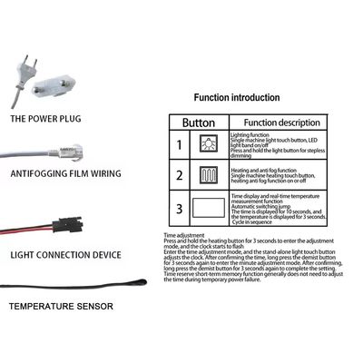 DC12V 5A 60W Sensor de Toque de Cor Única Switch LED Espelho Toque com Tempo e Display Temperatura