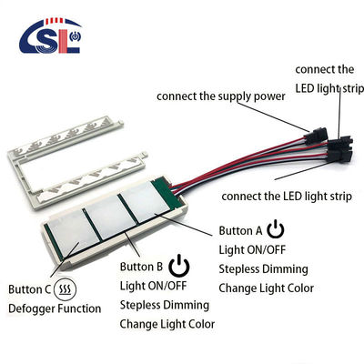 60W Smart Três Botões Stepless Dimming Mirror Sensor de Controle Touch Switch para banheiro LED Espelho Defogger