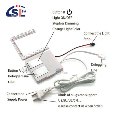 110V 240VAC Duas teclas Iluminação LED de banheiro Iluminação LED de uma ou três cores