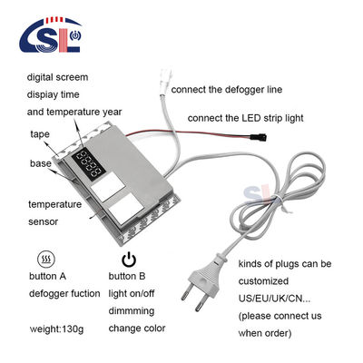 Controle do sensor de toque LED de uma única/três cores com display de tempo e temperatura 12W/24W/36W