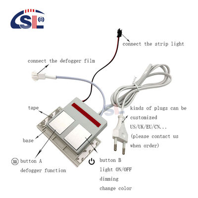 12W Small Double Keys Dimmer Touch Sensor Switch para Desfoque de Espelhos de Banho Max. 1A