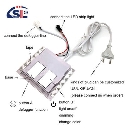 Comutador de sensores de toque de dois botões grandes com suporte fácil instalação DC12V personalizado