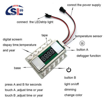 DC12V 12W Muti-função Split Dois botões Display Médio Sensor de toque de tempo Switch para espelhos