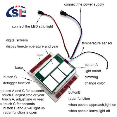 Conveniente DC12V SL Multi-função Split Três botões de exibição Sensor de toque de tempo Switch