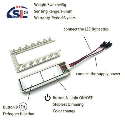 SL 12v Split Dois botões Três cores LED Smart Defogger Sensor de interruptor de toque 11.8cm*6.6cm*1.3cm