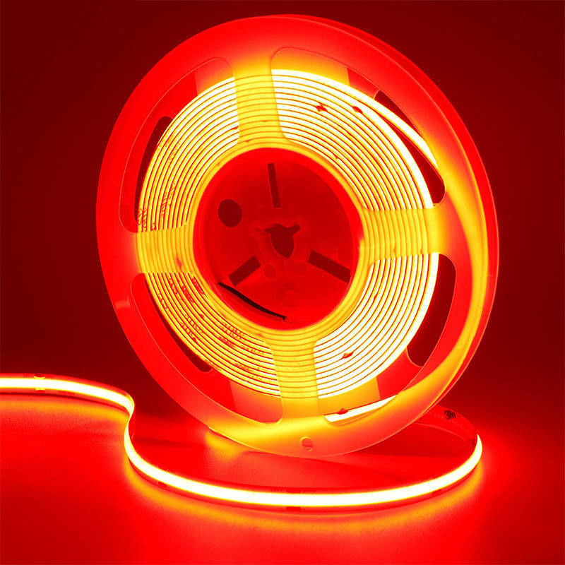 COB LED Strip Light IP20 8mm 12V24V 480leds Vermelho para decoração interior e exterior