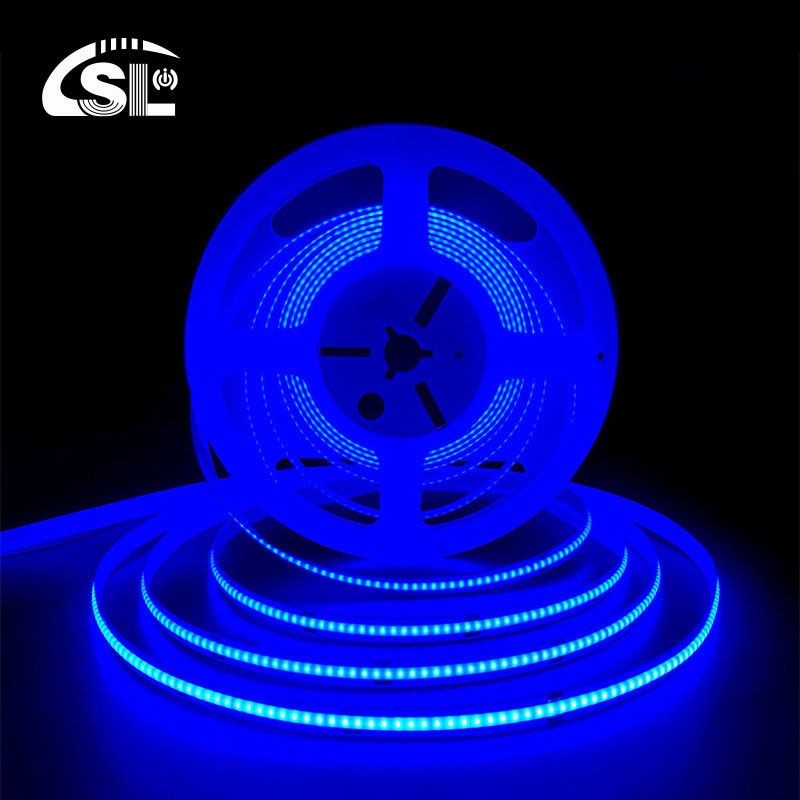 320Leds/m 12V24V Luz de faixa flexível azul com resistência à água CE RoHs IP20 Ra90 COB Led