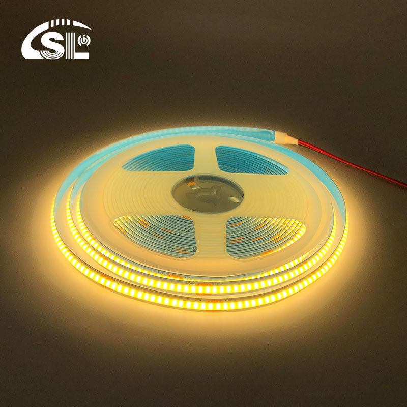 8mm Largura 12V 24V 3000K Quente COB Led Strip Light CE RoHs IP20 com 50000 Horas de Vida