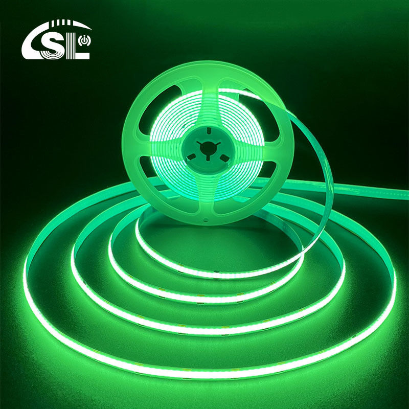 Lâmpada de banda verde flexível à prova d'água COB LED CE RoHs IP20 Ra90 8mm Largura 12V24V 320Leds