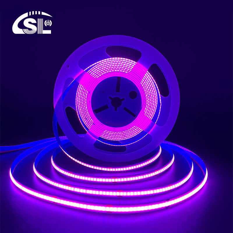 3000K Ra90 Alta Densidade Flexível COB LED Strip Light 12V24V 320leds 8mm Largura Roxo