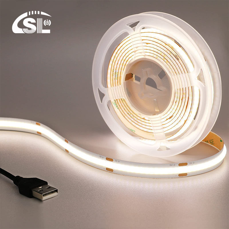 Hotel 5V 8mm 320leds 4000K Natural 1cm um corte IP65 impermeável Electroplate flexível COB Led Strip Light