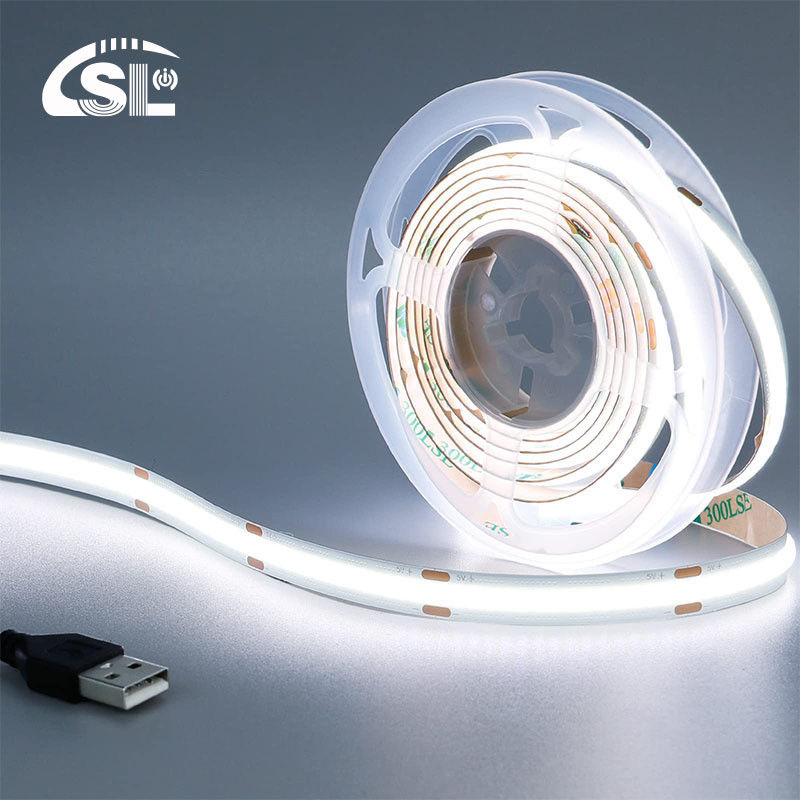 5v 320leds 8mm 6500K White COB Led Strip Light para iluminação de vida por controle de interruptor