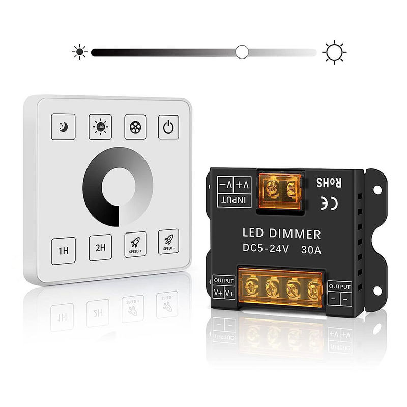 Controlador de luz LED de painel de toque RF sem fio para luzes monocromáticas bicolores e RGB