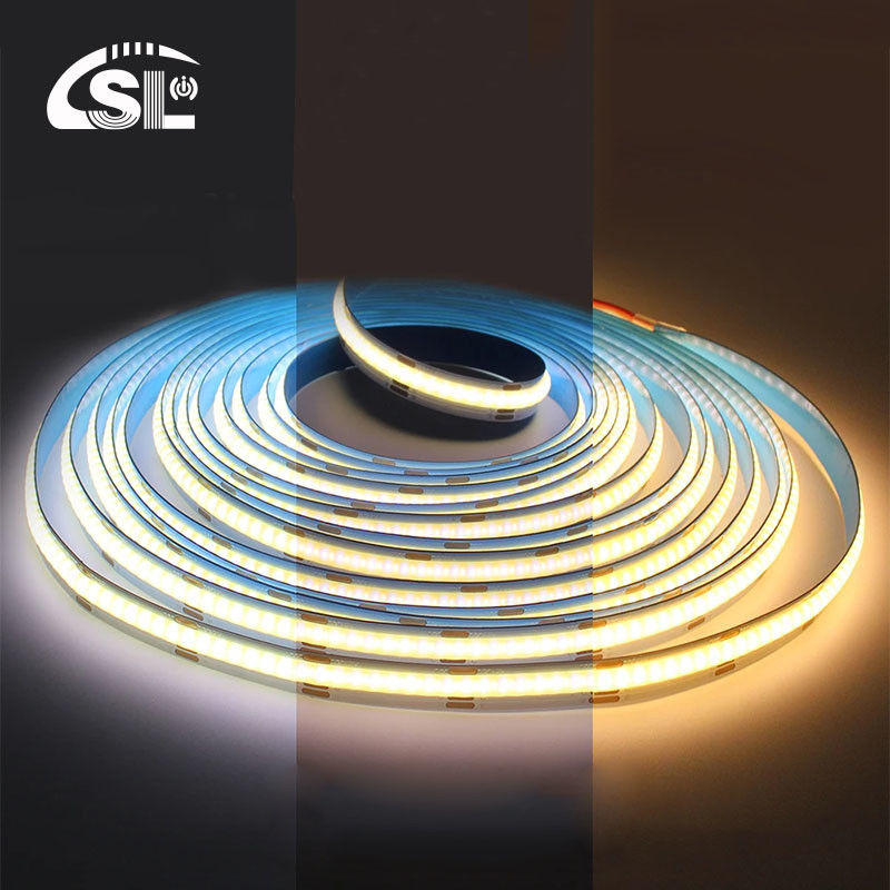 12v24v 8mm 608 leds 3000K 4000K 6500K CCT Electroplate Dual Color COB Led Strip Light