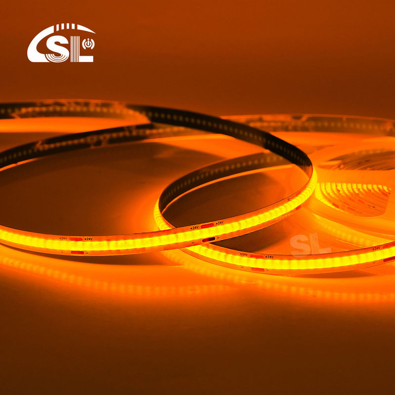 Electroplate COB 24v COB 320Ds 8mm Ra 85 Golden Yellow Light Strip para iluminação doméstica