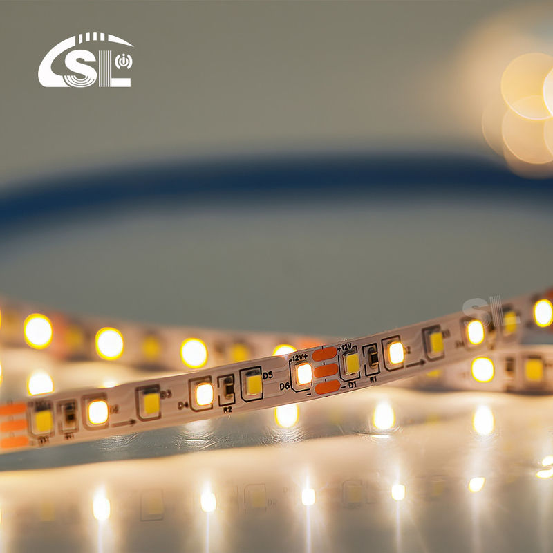Tabela de corte a tinta de cores duplas flexível SMD2835 Luz de faixa LED 3000K-6500K Branco quente - Branco