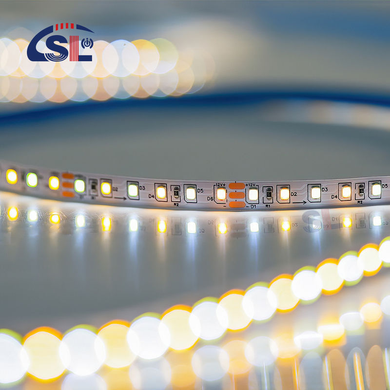 Decoração de interiores Alto brilho 12v24v 10mm 120leds 3000K-6500K CCT Flexível de cores duplas COB Led Strip Light