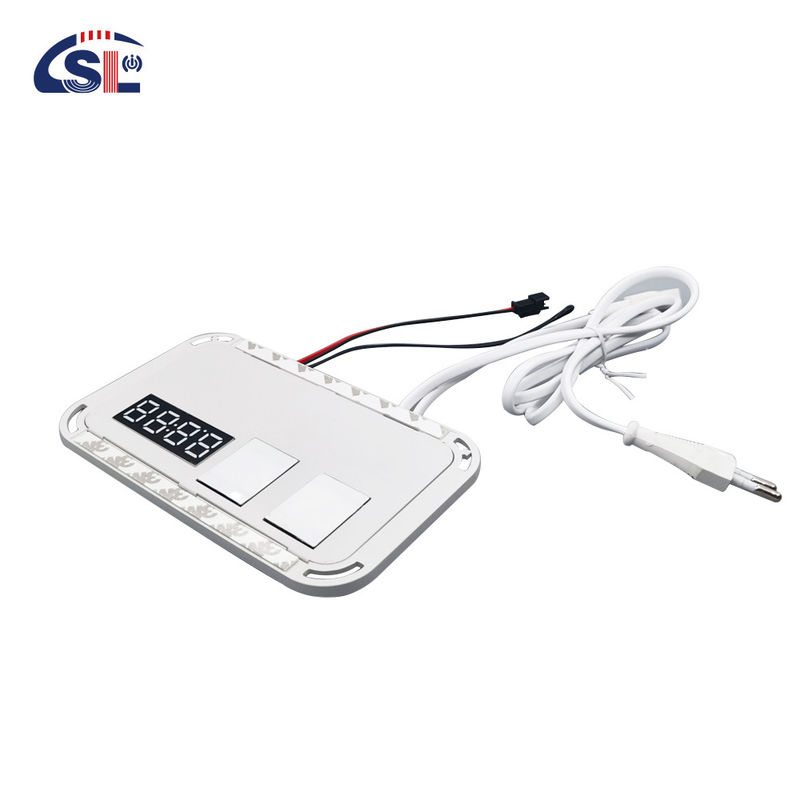 Espelho de banheiro LED de 12V 5A 60W com interruptor de toque inteligente e exibição de temperatura do tempo