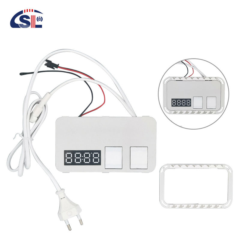 Interruptor de dimmação de toque de espelho integrado 2 Gang Time Display Temperatura Desfogador Interruptores indutivos 12V 5A 60W