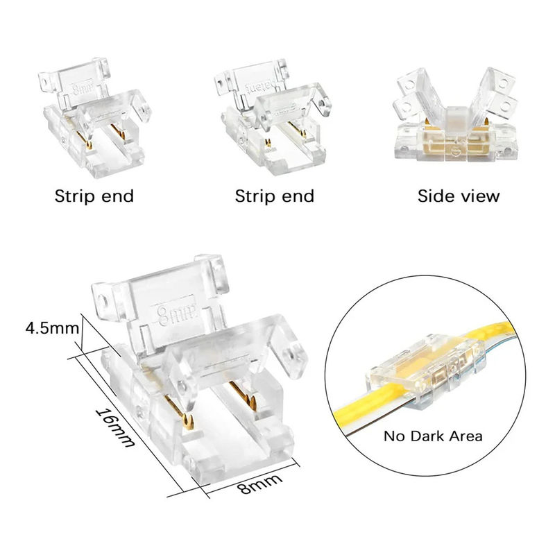 Medição ilimitada da densidade de LED COB Conectores de LED de tira para fio para conexão de 5 8 10 mm
