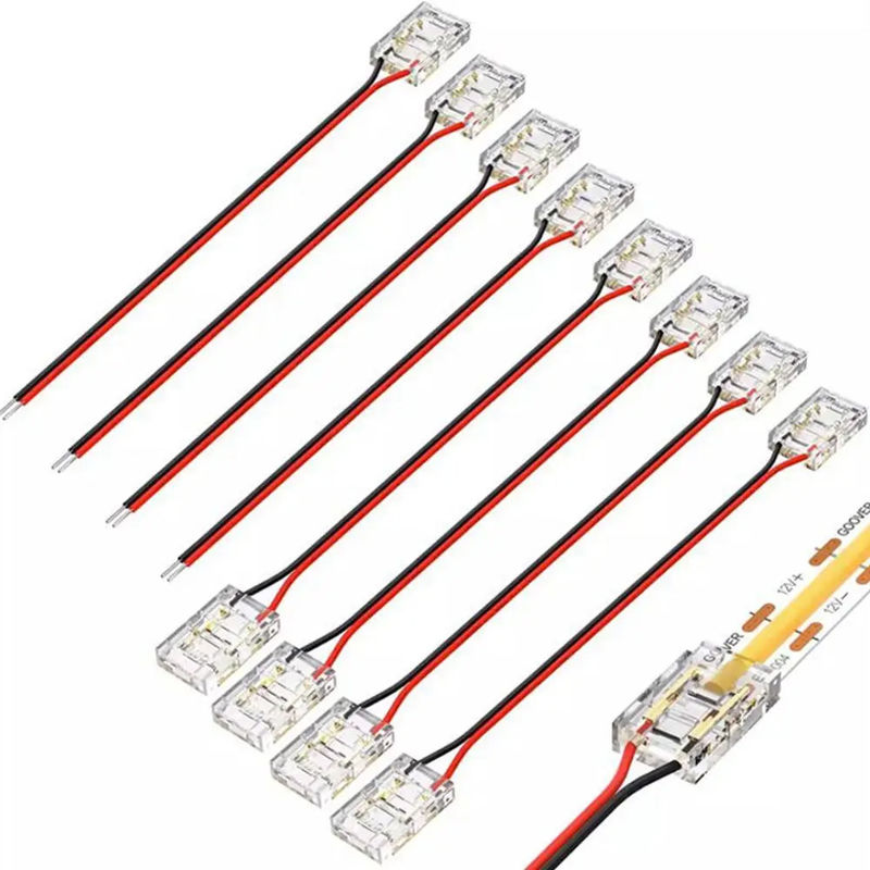 Hotel cob mini conectores de fio de tira de luz led 2 3 pinos conexão solderless cct 5 8 10mm tira led para descascar conector de fio