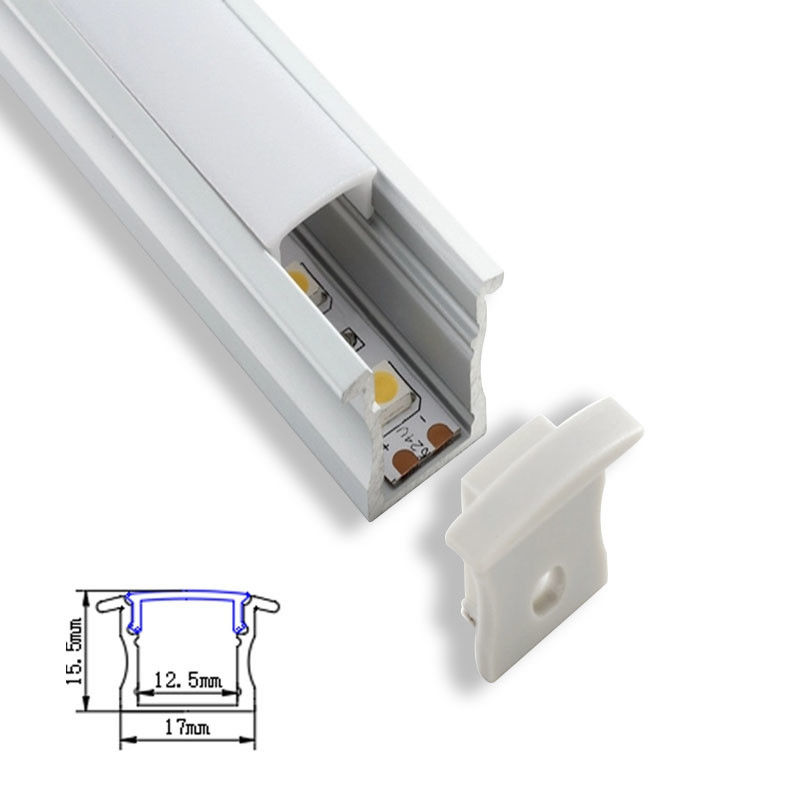 Perfil de alumínio LED plano de 17x8mm montado na parede para decoração de casa e iluminação de cozinha