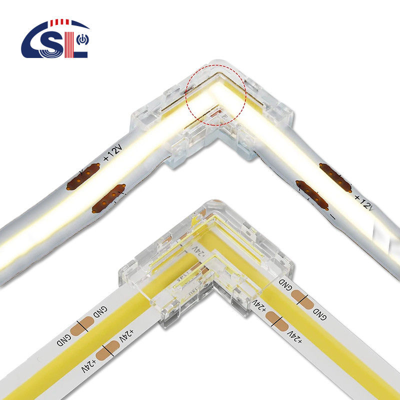 5mm 8mm 10mm LED Strip Connector Forma L Dual End Single End Transparente Reutilizável IP20