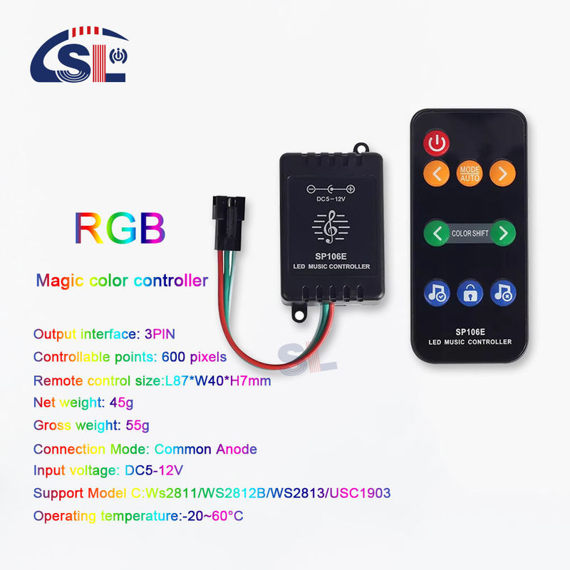 Lâmpadas de banda LED Controlador de música com distância de controle remoto de 10 m e Symphony IC