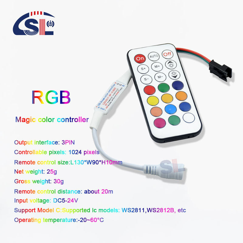 120lm/w Suporte IC Tipo 12V 21Keys RF Remote Digital LED Controller para WS2811 WS2812